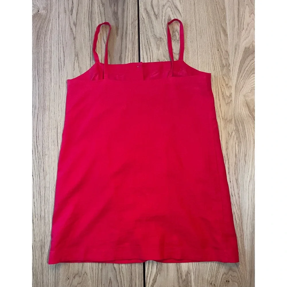 J.Crew Claudia Mini Dress Women XL Red Linen Button Front Coastal Quiet Luxury